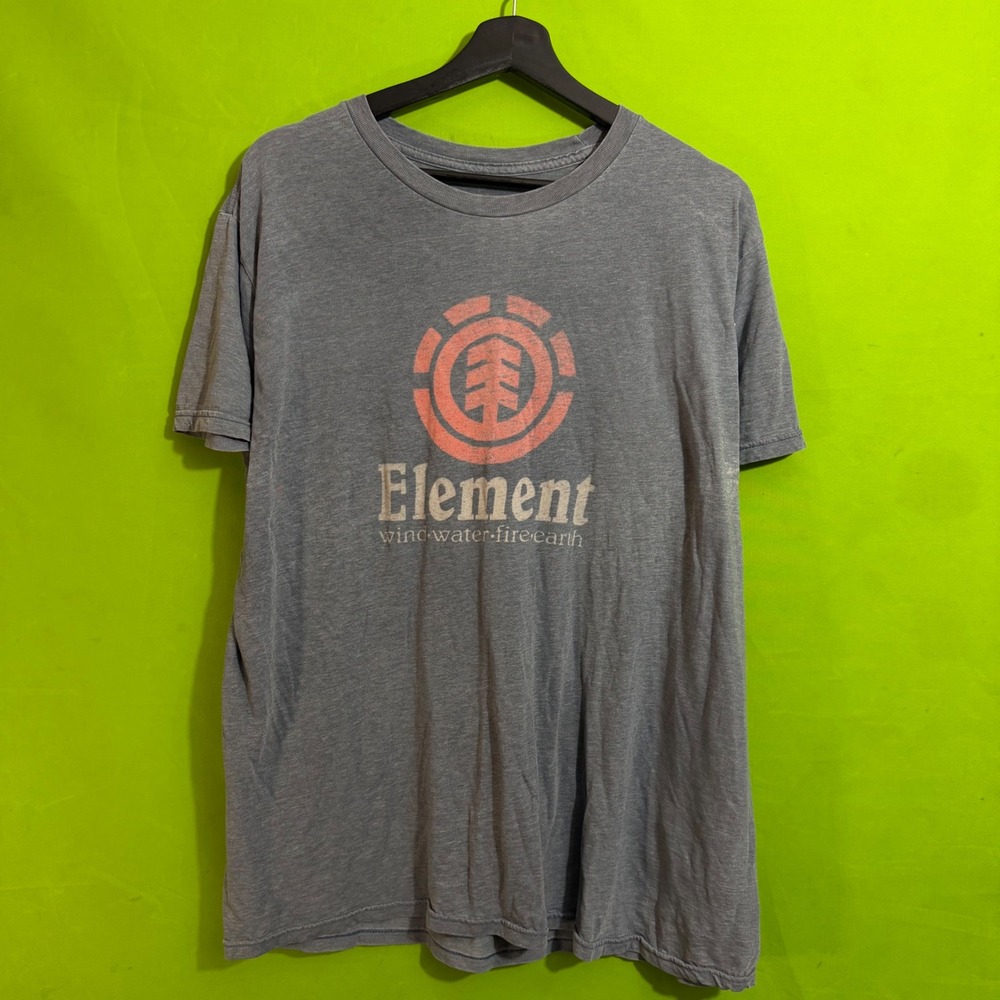 Element Skateboards Mens Graphic T-Shirt Grey Heather Logo Tee Size L